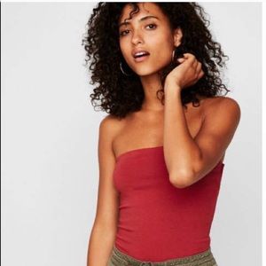 Express Burgundy Tube Top Thong Bodysuit